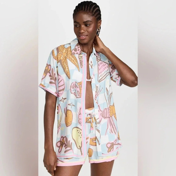 Maaji Anthropologie Seashore Fest Blake Novelty Print Beach Resort Wear Coverup - Picture 3 of 15